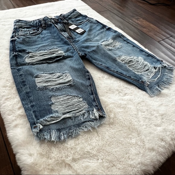 One Teaspoon Delaware Sustainable Truckers Longline Shorts Size 25 - Picture 5 of 16